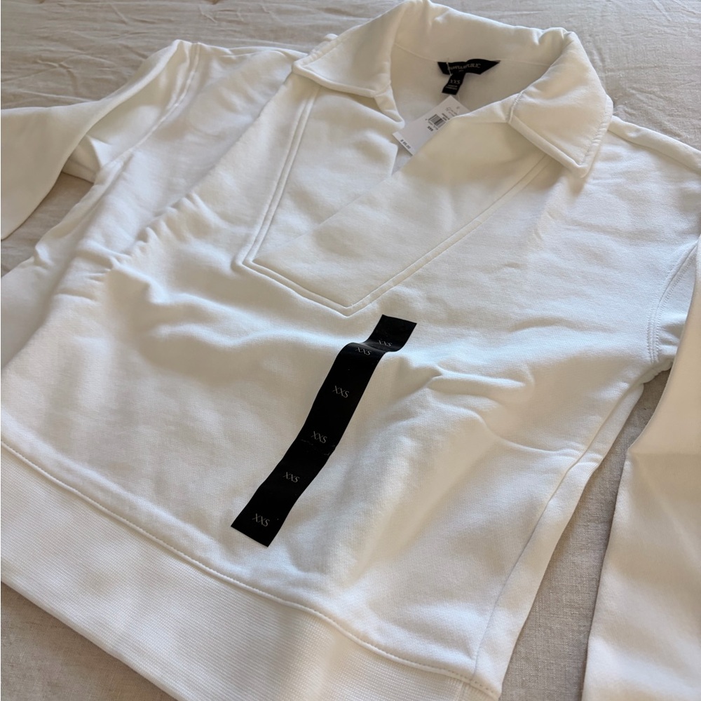 NWT Banana Republic Collared Sweatshirt White Sz XXS